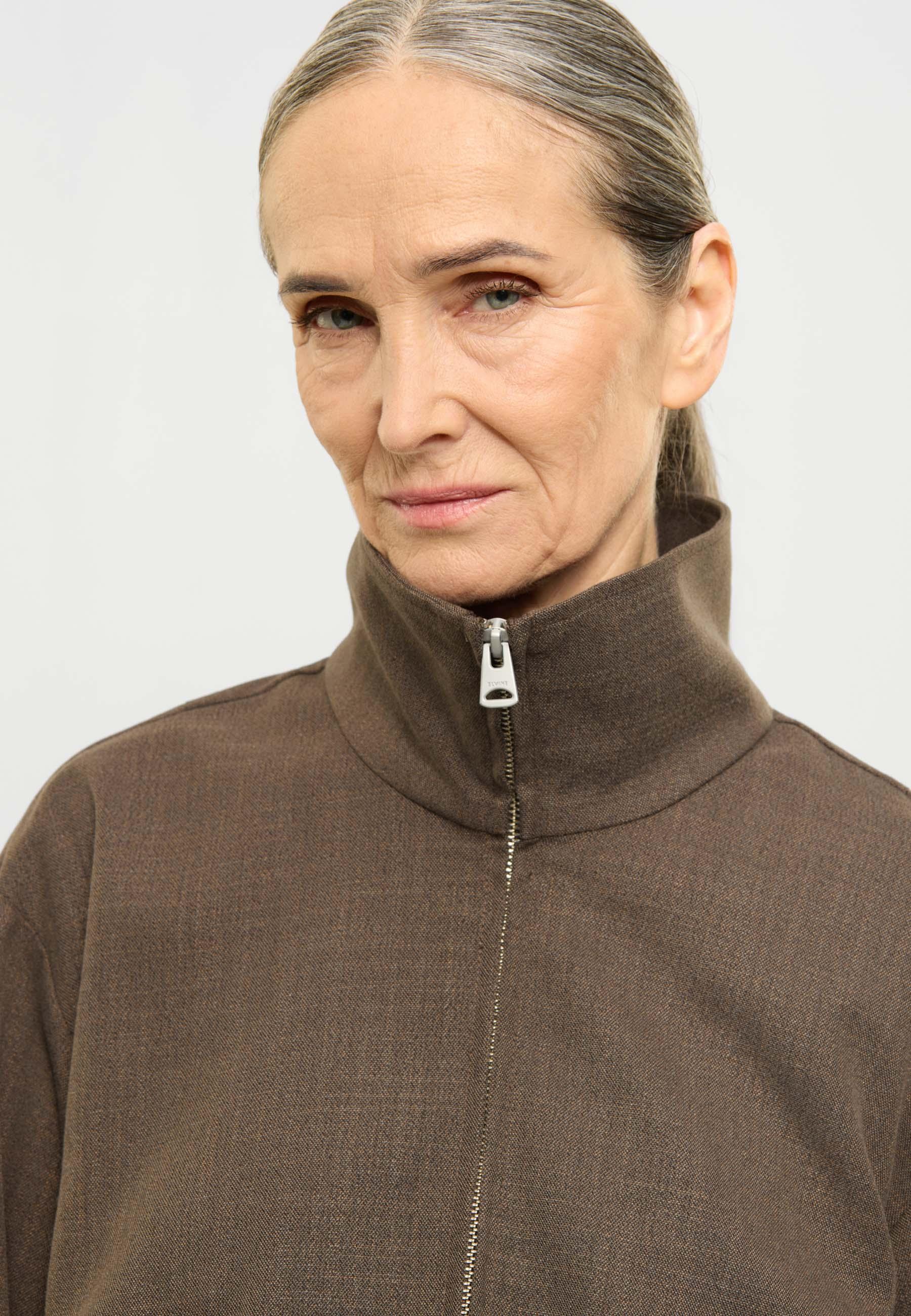 Elvine Enya Overshirt Brown Melange Damen Jacke Blouson braun